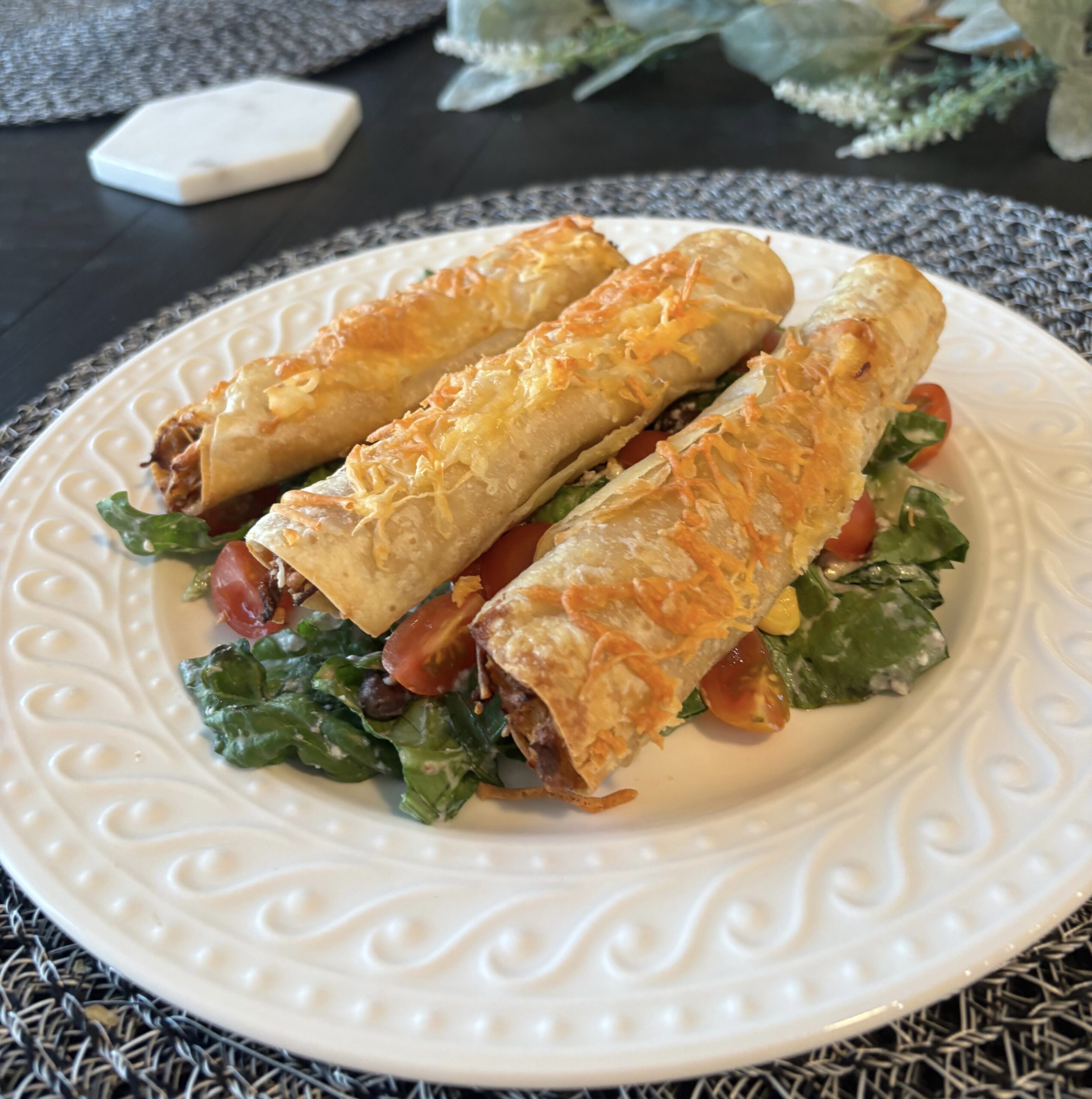 Crispy Air Fryer Chicken Taquitos
