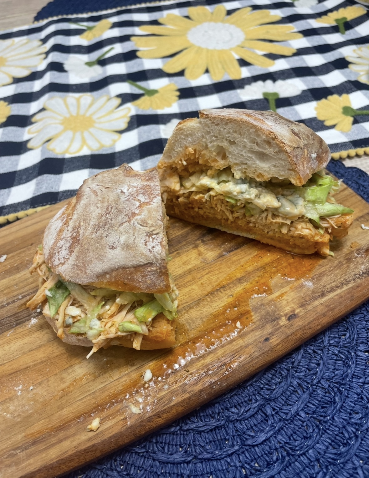 Crockpot Ciabatta Buffalo Chicken Sandwiches
