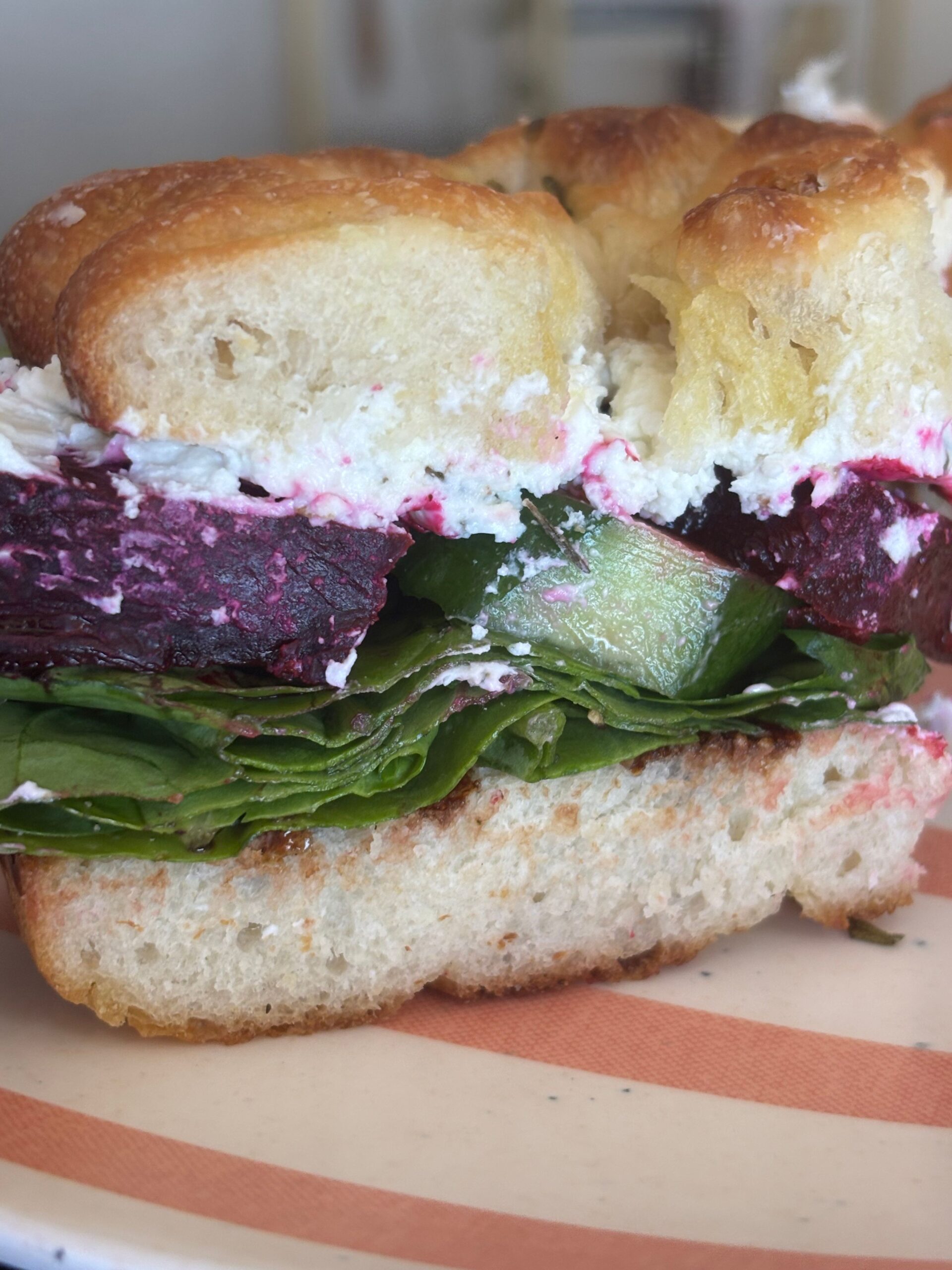 Roasted Beet Focaccia Sandwich