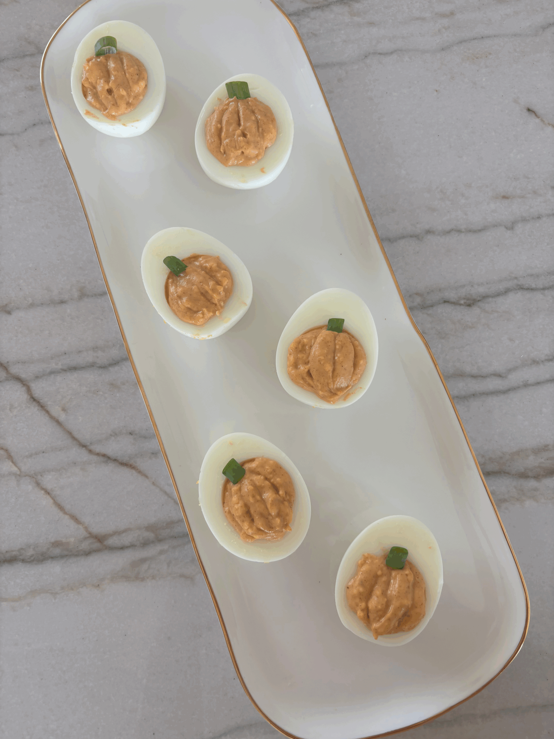 Autumn Pumpkin Deviled Eggs