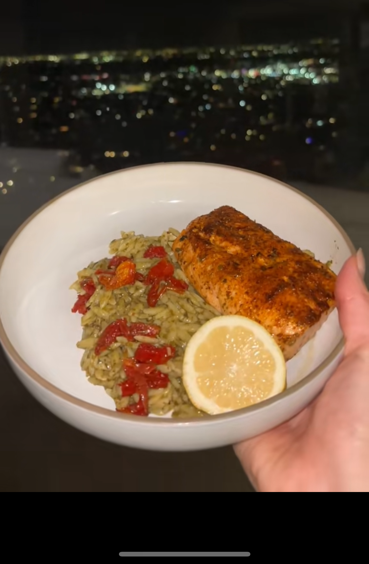 Cajun Air Fryer Salmon with Sun-Dried Tomato Pesto Orzo