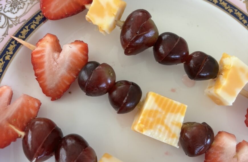 Valentine’s Day Fruit & Cheese Heart Skewers